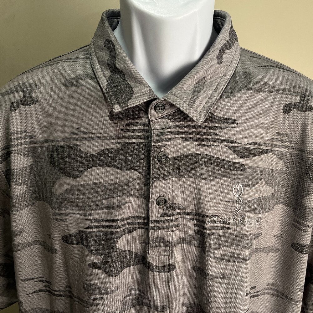 ⛳ TravisMathew Men’s Golf Polo Gray Camo Detail Short Sleeve 2XL XXL EUC 🏌️